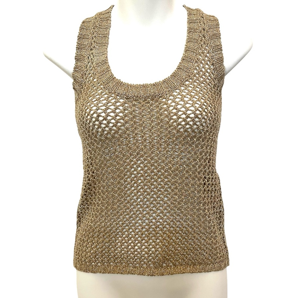 Margo & Sebastian Gold open knit racerback sweater vest. XS